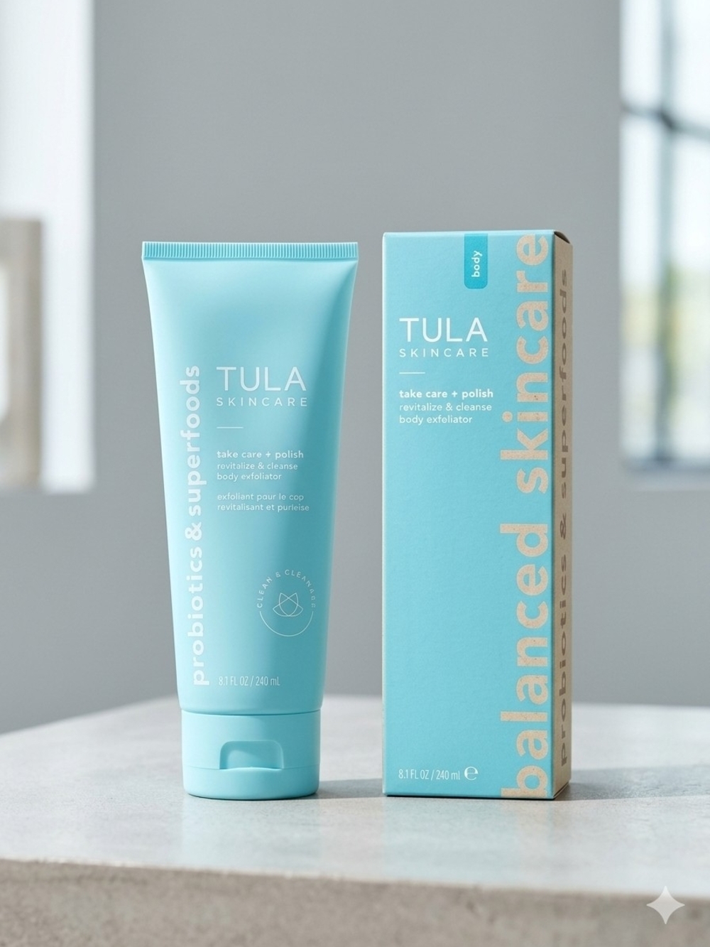 NIB TULA Skincare Take Care + Polish Body Exfoliator Full Size 8.1 oz